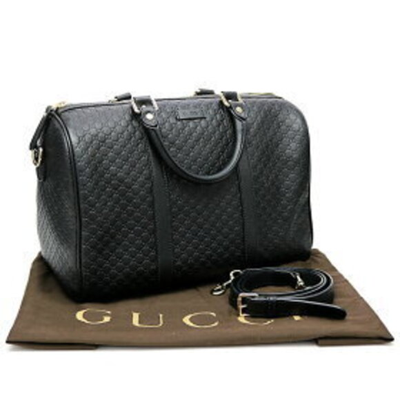 Gucci Guccissima Leather Boston Bag Black GG Calfskin shoulder handbag - Picture 2 of 2